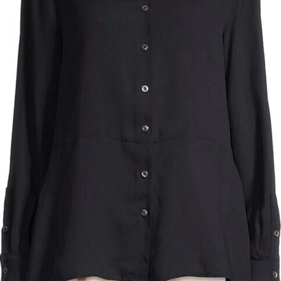 NWT Harshman Anthropologie Ornella Button Shirt Blouse Dark Navy Sz. M MSRP $212 - Picture 4 of 5